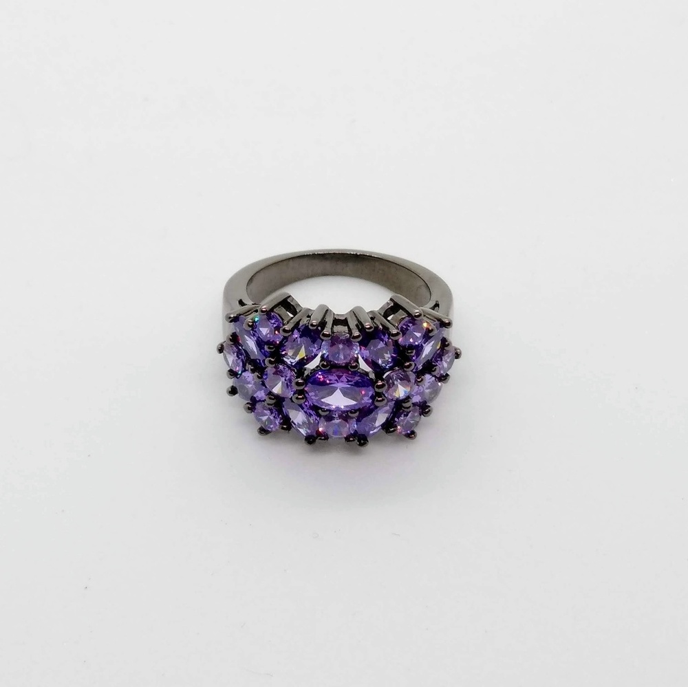 New Women's Black Gold Amethyst AAA Cubic Zirconia